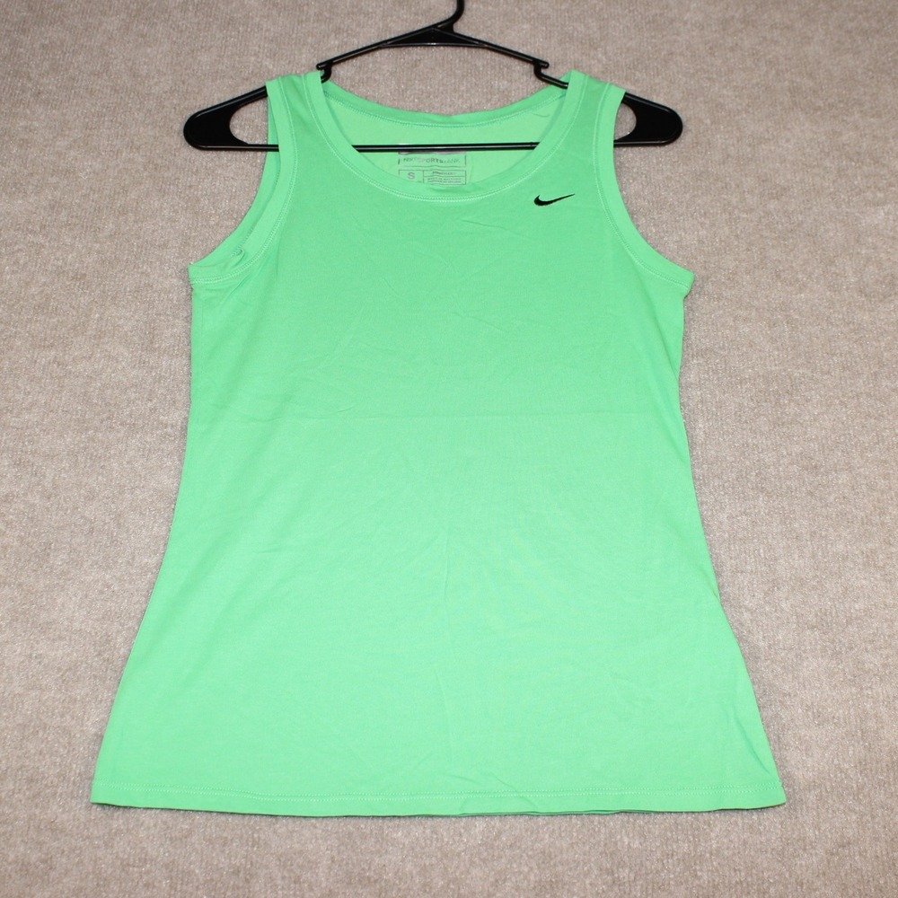 Nike Sport Tank Top Womens Small Green Fit Dry Sleeveless Swoosh Logo Activewear